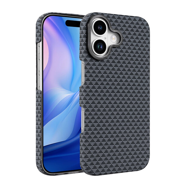 Ntech Hoesje Geschikt voor iPhone 17 Hoesje Zwart - Carbon Hoesje Geschikt voor MagSafe iPhone 17 - Shockproof Back Cover
