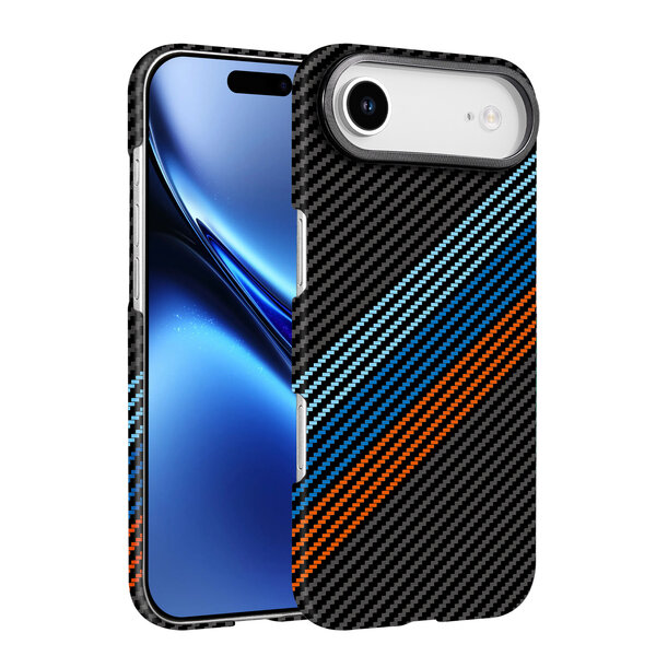 Ntech Hoesje Geschikt voor iPhone Air Hoesje riemen - Carbon Hoesje Geschikt voor MagSafe iPhone 17 Air - Shockproof Back Cover