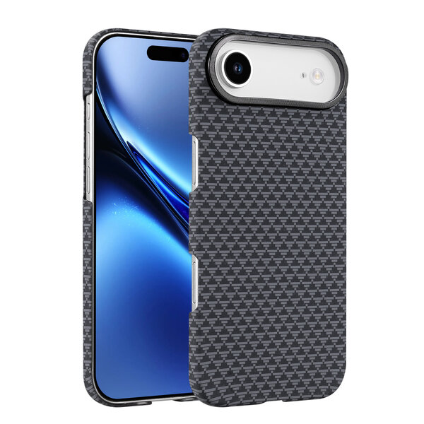 Ntech Hoesje Geschikt voor iPhone Air Hoesje Zwart - Carbon Hoesje Geschikt voor MagSafe iPhone 17 Air - Shockproof Back Cover