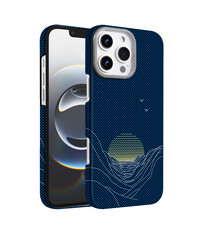 Ntech Hoesje Geschikt voor iPhone 16 Pro Max Hoesje Blauw Sunset