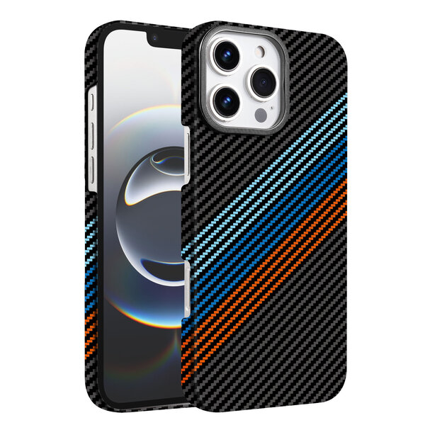 Ntech Hoesje Geschikt voor iPhone 16 Pro Hoesje riemen - Carbon Hoesje Geschikt voor MagSafe iPhone 16 Pro - Shockproof Back Cover