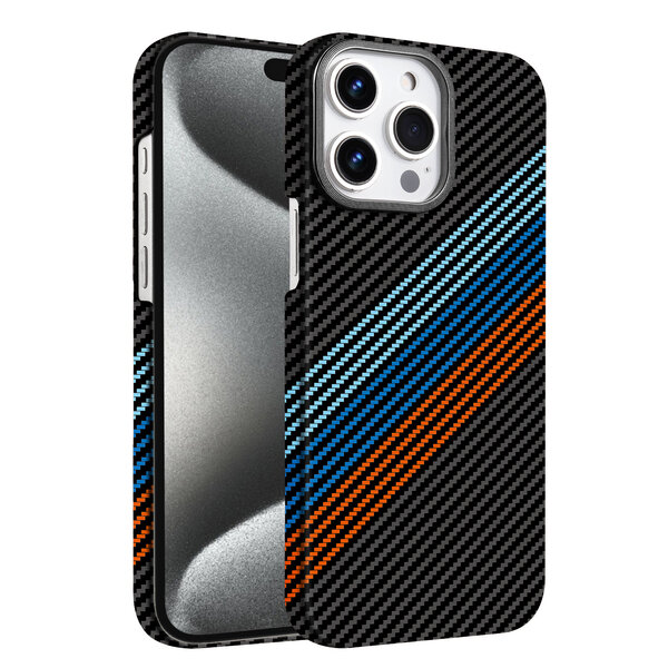 Ntech Hoesje Geschikt voor iPhone 15 Pro Max Hoesje riemen - Carbon Hoesje Geschikt voor MagSafe iPhone 15 Pro Max - Shockproof Back Cover