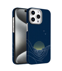 Ntech Hoesje Geschikt voor iPhone 15 Pro Hoesje Blauw Sunset