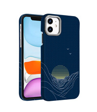 Ntech Hoesje Geschikt voor iPhone 15 Plus Hoesje Blauw Sunset