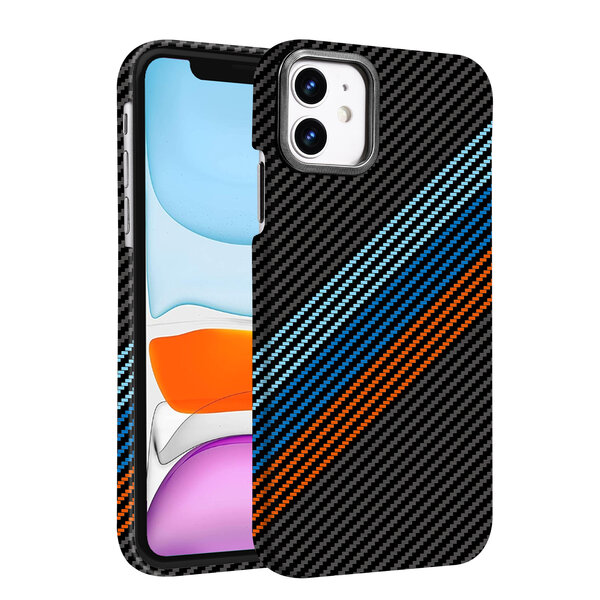 Ntech Hoesje Geschikt voor iPhone 15 Hoesje riemen - Carbon Hoesje Geschikt voor MagSafe iPhone 15 - Shockproof Back Cover