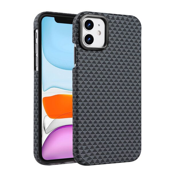 Ntech Hoesje Geschikt voor iPhone 15 Hoesje Zwart - Carbon Hoesje Geschikt voor MagSafe iPhone 15 - Shockproof Back Cover