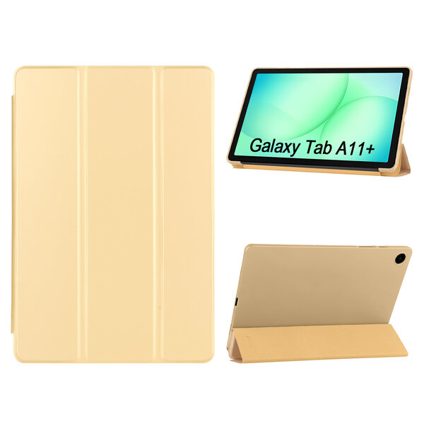 Ntech Hoes Geschikt voor Samsung Galaxy Tab A11 Plus hoes Goud – Tablet hoes tri-fold bookcase met auto/wake functie