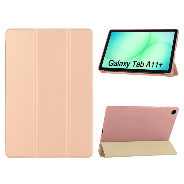Ntech Hoes Geschikt voor Samsung Galaxy Tab A11 Plus hoes  Rose Goud – Tablet hoes tri-fold bookcase met auto/wake functie