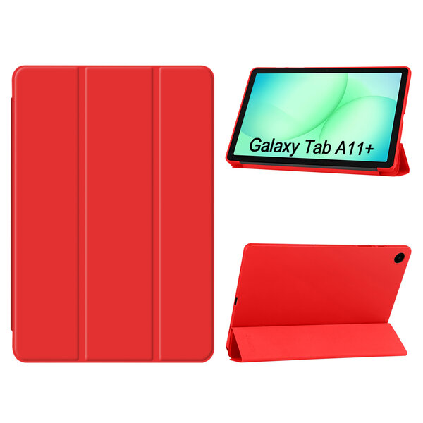 Ntech Hoes Geschikt voor Samsung Galaxy Tab A11 Plus hoes Rood – Tablet hoes tri-fold bookcase met auto/wake functie