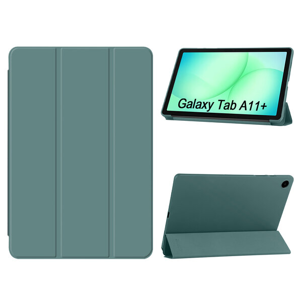 Ntech Hoes Geschikt voor Samsung Galaxy Tab A11 Plus hoes Pine Groen – Tablet hoes tri-fold bookcase met auto/wake functie
