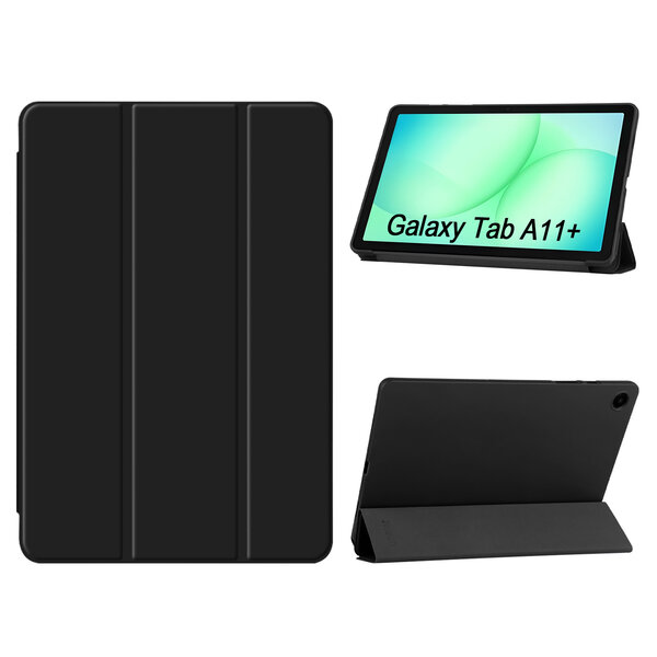 Ntech Hoes Geschikt voor Samsung Galaxy Tab A11 Plus hoes Zwart – Tablet hoes tri-fold bookcase met auto/wake functie