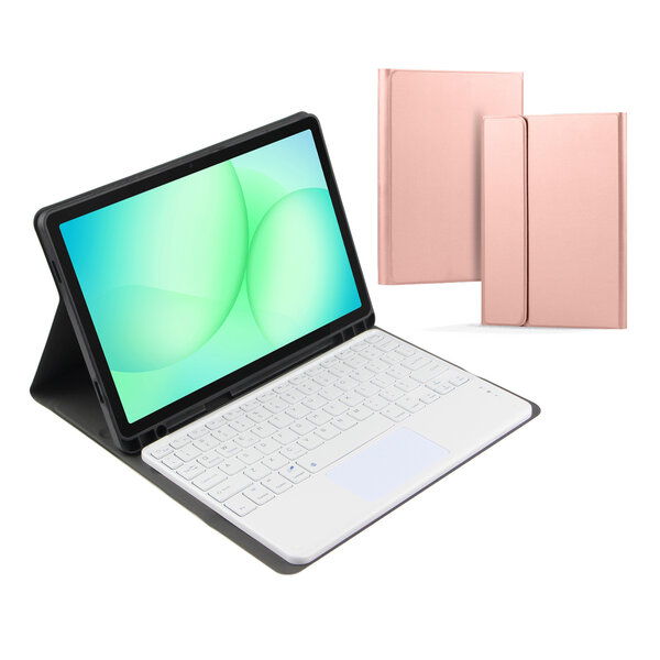 Ntech Ntech - Hoes Toetsenbord Geschikt voor Samsung Galaxy Tab A11 Plus Hoes Rose Goud / Beschermhoes Galaxy Tab A9 Plus bluetooth toetsenbord QWERTY - Coverhoesje met Touchpad Muis Pencil Houder - Smart Folio Keyboard