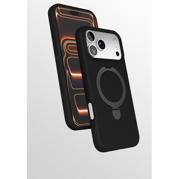 Ntech Hoesje Geschikt voor iPhone 17 Pro hoesje zacht siliconen Zwart - Liquid Backcover ring hoesje Geschikt voor Magsafe