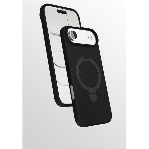 Ntech Hoesje Geschikt voor iPhone Air hoesje zacht siliconen Zwart - Liquid Backcover ring hoesje Geschikt voor Magsafe