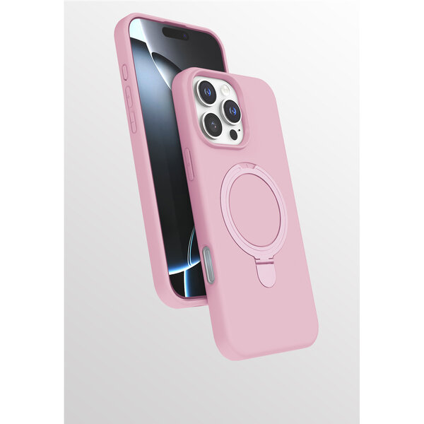 Ntech Hoesje Geschikt voor iPhone 16 Pro Max  hoesje zacht siliconen Licht Roze - Liquid Backcover ring hoesje Geschikt voor Magsafe