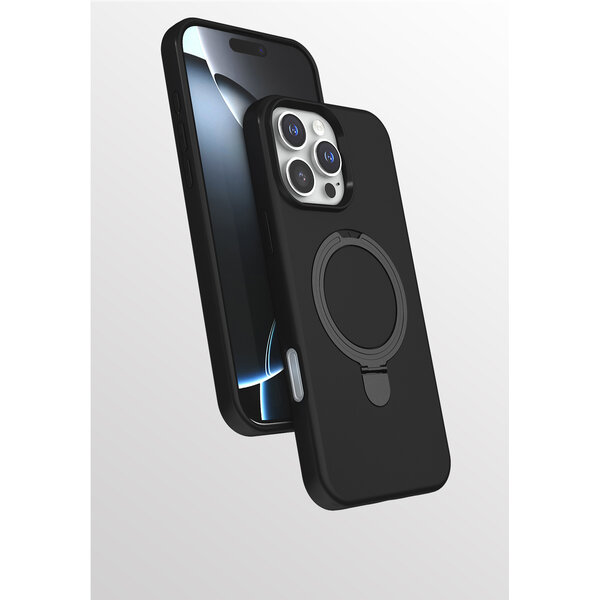 Ntech Hoesje Geschikt voor iPhone 16 Pro Max  hoesje zacht siliconen Zwart - Liquid Backcover ring hoesje Geschikt voor Magsafe