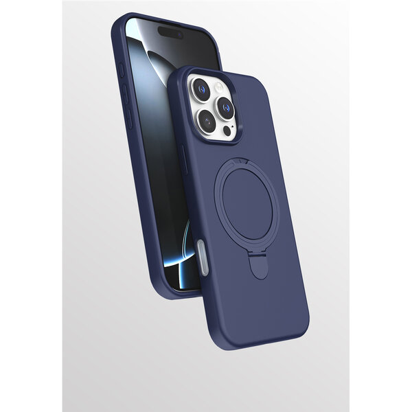 Ntech Hoesje Geschikt voor iPhone 16 Pro Max  hoesje zacht siliconen Navy - Liquid Backcover ring hoesje Geschikt voor Magsafe