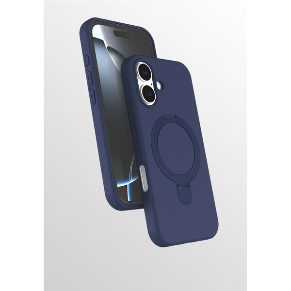 Ntech Hoesje Geschikt voor iPhone 16 hoesje zacht siliconen Navy - Liquid Backcover ring hoesje Geschikt voor Magsafe