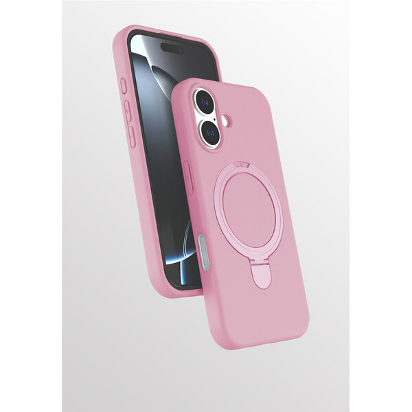 Ntech Hoesje Geschikt voor iPhone 16 hoesje zacht siliconen Licht Roze - Liquid Backcover ring hoesje Geschikt voor Magsafe