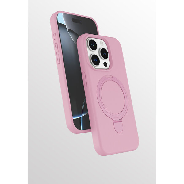 Ntech Hoesje Geschikt voor iPhone 15 Pro Max hoesje zacht siliconen Licht Roze - Liquid Backcover ring hoesje Geschikt voor Magsafe