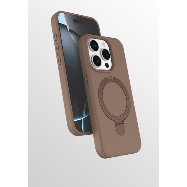 Ntech Hoesje Geschikt voor iPhone 15 Pro Max hoesje zacht siliconen Desert Goud - Liquid Backcover ring hoesje Geschikt voor Magsafe