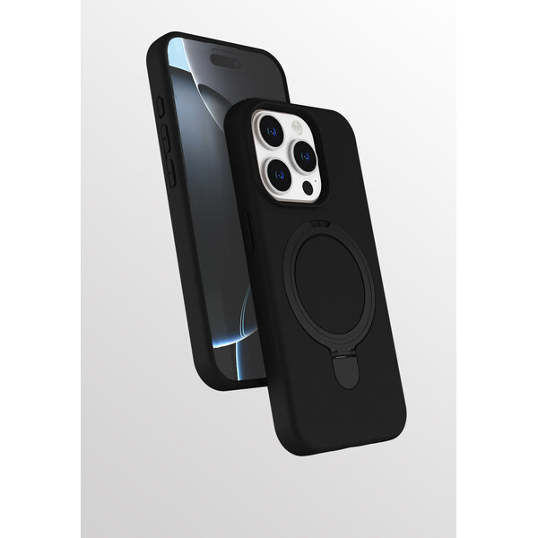 Ntech Hoesje Geschikt voor iPhone 15 Pro Max hoesje zacht siliconen Zwart - Liquid Backcover ring hoesje Geschikt voor Magsafe