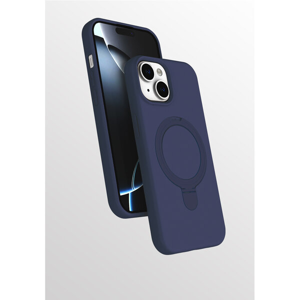 Ntech Hoesje Geschikt voor iPhone 15 Plus hoesje zacht siliconen Navy - Liquid Backcover ring hoesje Geschikt voor Magsafe