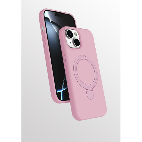 Ntech Hoesje Geschikt voor iPhone 15 Plus hoesje zacht siliconen Licht Roze - Liquid Backcover ring hoesje Geschikt voor Magsafe