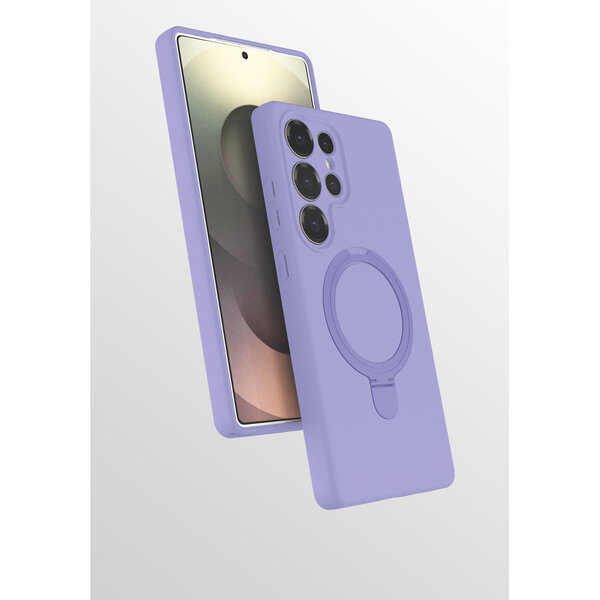 Ntech Hoesje Geschikt voor Samsung S25 Ultra hoesje zacht siliconen Lila - Liquid Backcover ring hoesje Geschikt voor Magsafe