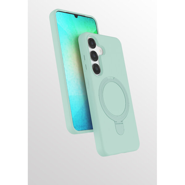 Ntech Hoesje Geschikt voor Samsung S25 / S24 hoesje zacht siliconen Mint Groen - Liquid Backcover ring hoesje Geschikt voor Magsafe