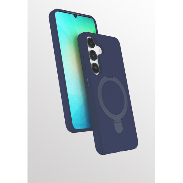 Ntech Hoesje Geschikt voor Samsung S25 / S24 hoesje zacht siliconen Navy - Liquid Backcover ring hoesje Geschikt voor Magsafe