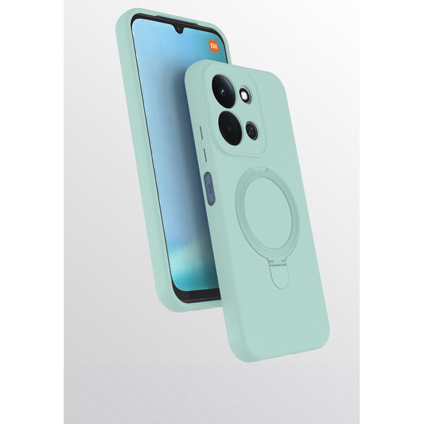 Ntech Hoesje Geschikt voor Xiaomi Redmi 15C hoesje zacht siliconen Mint Groen - Liquid Backcover ring hoesje Geschikt voor Magsafe