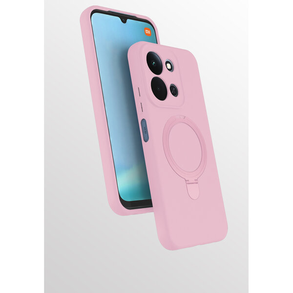 Ntech Hoesje Geschikt voor Xiaomi Redmi 15C hoesje zacht siliconen Licht Roze - Liquid Backcover ring hoesje Geschikt voor Magsafe