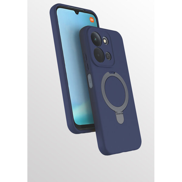 Ntech Hoesje Geschikt voor Xiaomi Redmi 15C hoesje zacht siliconen Navy - Liquid Backcover ring hoesje Geschikt voor Magsafe