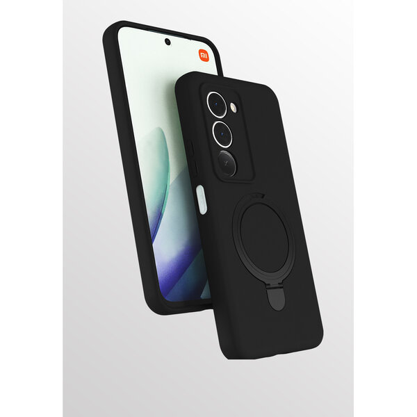 Ntech Hoesje Geschikt voor Xiaomi Redmi 15 4G hoesje zacht siliconen Zwart - Liquid Backcover ring hoesje Geschikt voor Magsafe