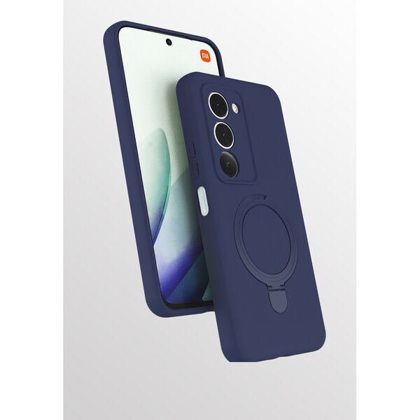 Ntech Hoesje Geschikt voor Xiaomi Redmi 15 4G hoesje zacht siliconen Navy - Liquid Backcover ring hoesje Geschikt voor Magsafe