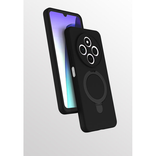 Ntech Hoesje Geschikt voor Xiaomi Redmi 14C hoesje zacht siliconen Zwart - Liquid Backcover ring hoesje Geschikt voor Magsafe