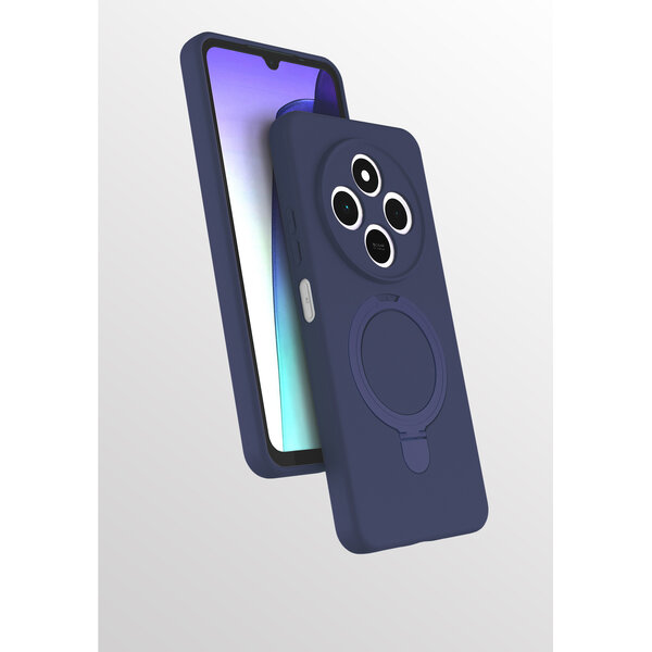 Ntech Hoesje Geschikt voor Xiaomi Redmi 14C hoesje zacht siliconen Navy - Liquid Backcover ring hoesje Geschikt voor Magsafe