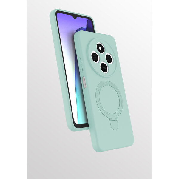 Ntech Hoesje Geschikt voor Xiaomi Redmi 14C hoesje zacht siliconen Mint Groen - Liquid Backcover ring hoesje Geschikt voor Magsafe