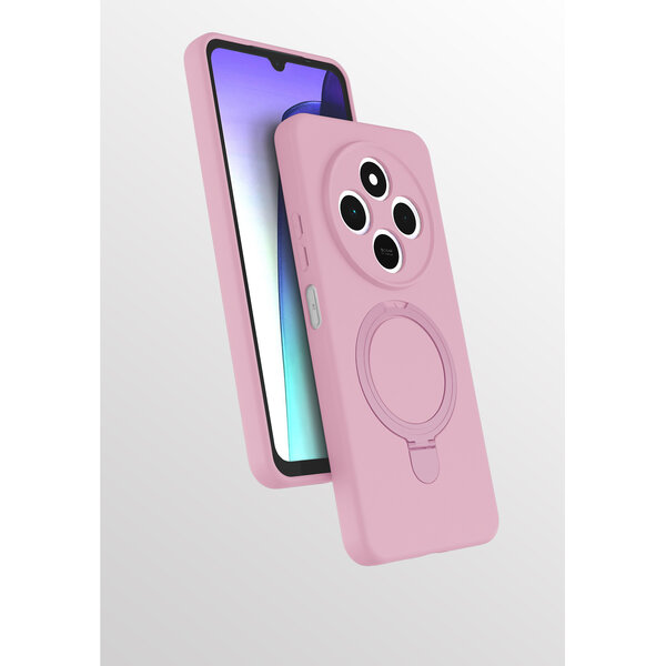 Ntech Hoesje Geschikt voor Xiaomi Redmi 14C hoesje zacht siliconen Licht Roze - Liquid Backcover ring hoesje Geschikt voor Magsafe