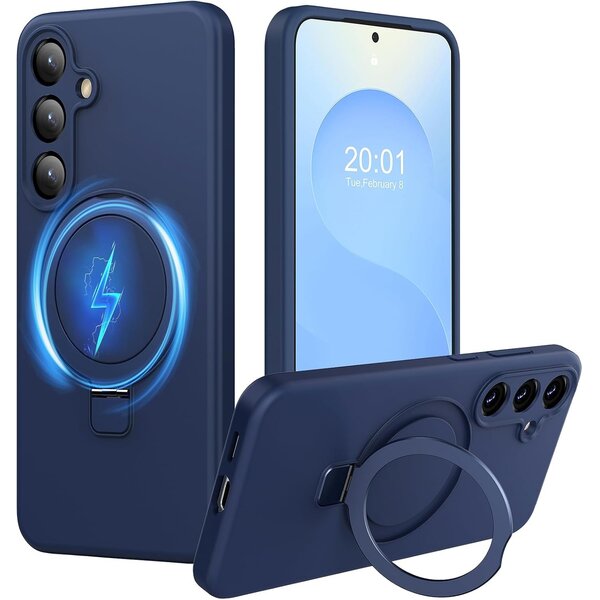 Ntech Hoesje Geschikt voor Samsung A36 hoesje zacht siliconen Navy - Liquid Backcover ring hoesje Geschikt voor Magsafe