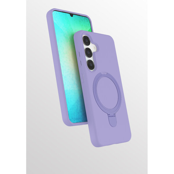Ntech Hoesje Geschikt voor Samsung A56 hoesje zacht siliconen Lila - Liquid Backcover ring hoesje Geschikt voor Magsafe