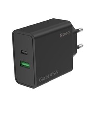 Ntech Ntech - USB C Adapter 45W en USB-A 18W - USB C Oplader Zwart