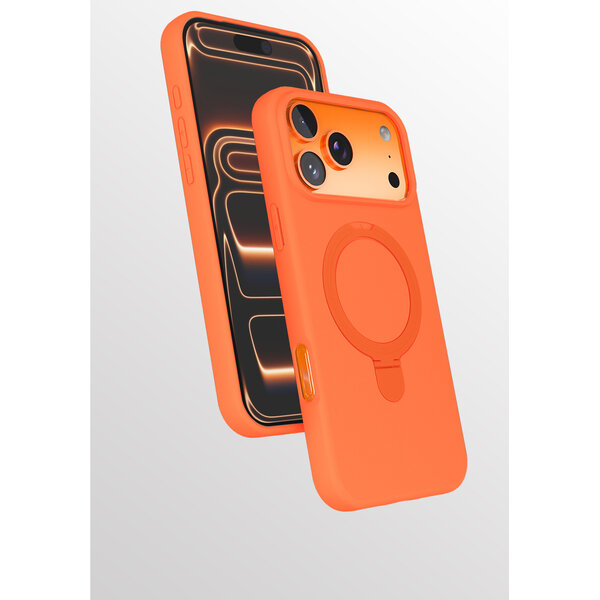 Ntech Hoesje Geschikt voor iPhone 17 Pro hoesje zacht siliconen Oranje - Liquid Backcover ring hoesje Geschikt voor Magsafe