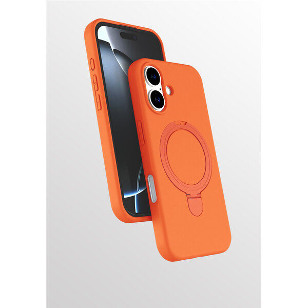 Ntech Hoesje Geschikt voor iPhone 17 hoesje zacht siliconen Oranje - Liquid Backcover ring hoesje Geschikt voor Magsafe