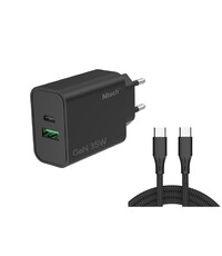 Ntech Ntech - USB C Adapter 35W & USB-A 30W - USB C Oplader Zwart