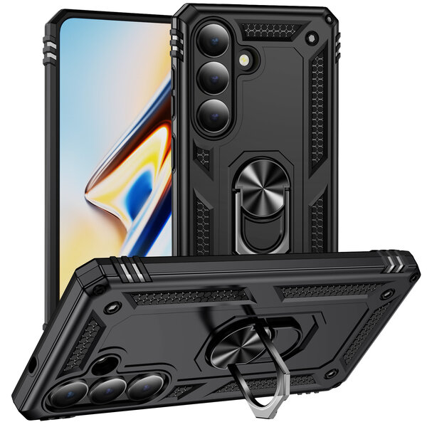 Ntech Hoesje Geschikt voor Samsung Galaxy S26 hoesje Zwart - Hybrid Armor Anti-Shock hoesje  - Galaxy S26 5G Hoesje kickstand Ring houder cover TPU backcover hoesje