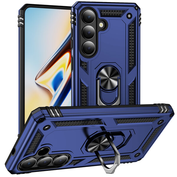 Ntech Hoesje Geschikt voor Samsung Galaxy S26 Plus hoesje Blauw - Hybrid Armor Anti-Shock hoesje  - Galaxy S26 Plus 5G Hoesje kickstand Ring houder cover TPU backcover hoesje