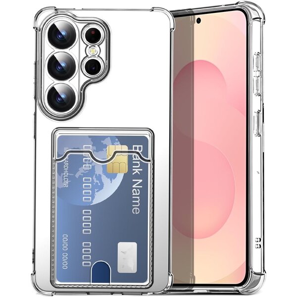 Ntech Ntech - Transparant hoesje met Pasjeshouder geschikt voor Samsung Galaxy S26 Ultra - Shock Proof Case – Kaarthouder