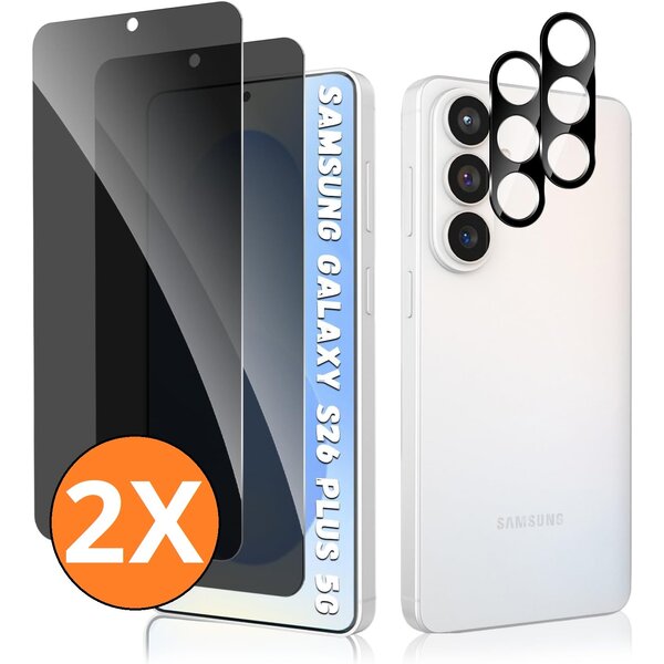 Ntech Privacy screenprotector Geschikt voor Samsung S26 Plus - screenprotector Privacy Met Galaxy S26 Plus camera lens - Complete bescherming voor Samsung S26 Plus – scherm en camera in één set - 2X